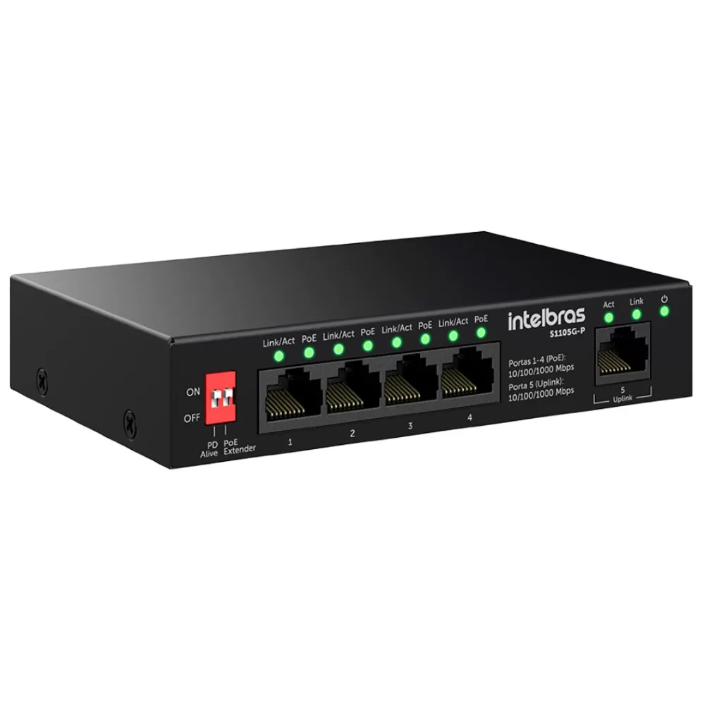 SWITCH 5P GIGA C/4 PORTAS POE - S1105G-P